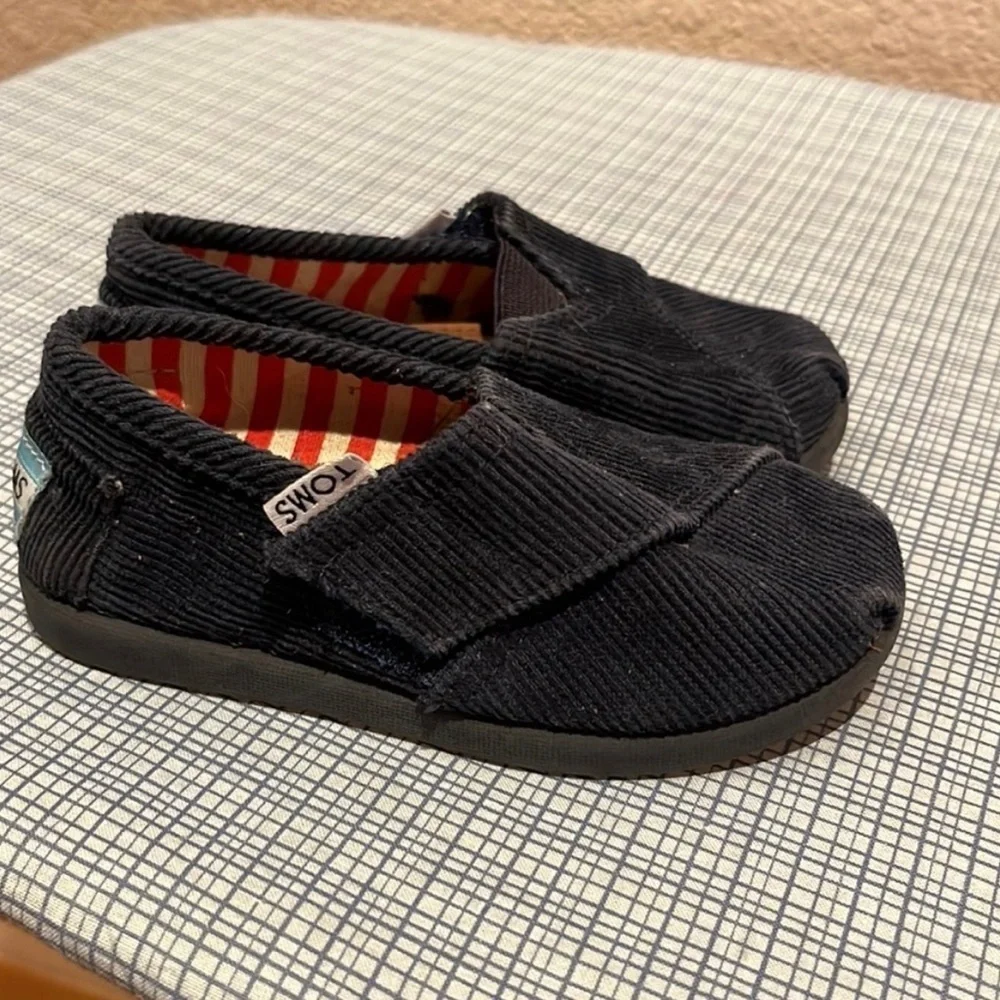 Toms Tiny Alpargata Navy Blue Corduroy Baby Toddler Shoes Size T6